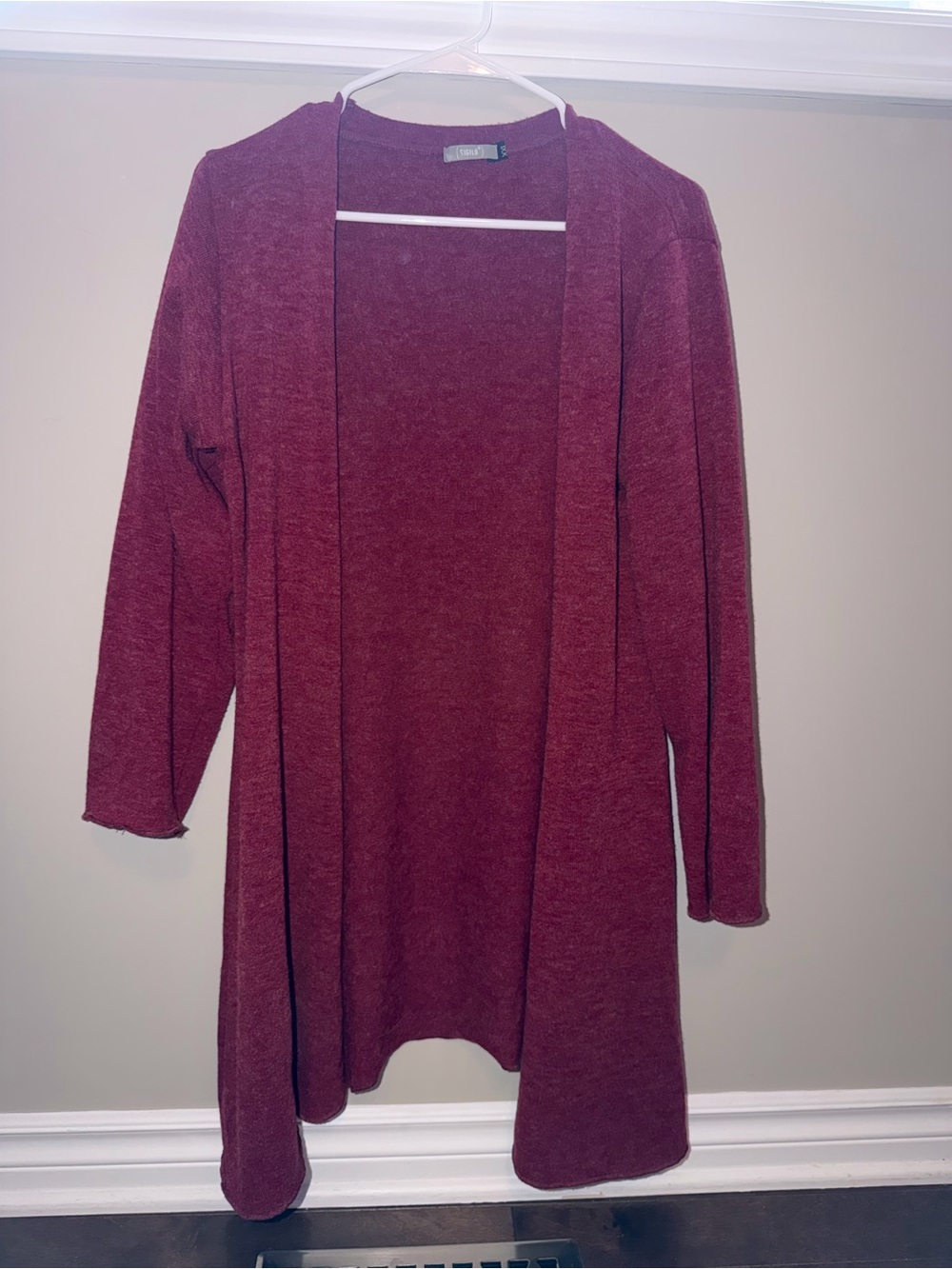 Long Open Cardigan – Raspberry Red – Fits M - Picture 3 of 8